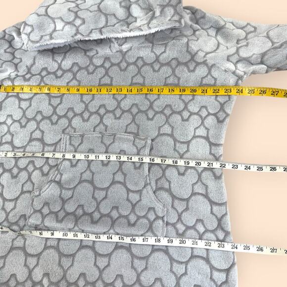 Disney Mickey Minnie Lounger Sleepwear Terry Fleece Hood Tunic Dress Size L Gray - Picture 13 of 15